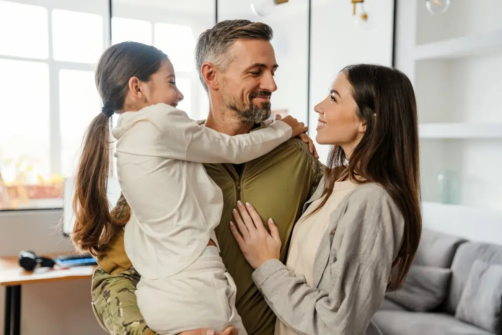 Family discussing life insurance options